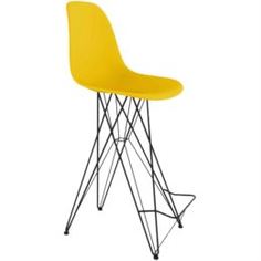 Столы, стулья и пуфики Стул барный SH-N 50х50х117 см желтый/черный муар