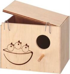 Домики, игрушки, кормушки и аксессуары для птиц Домик-гнездо для птиц FERPLAST Nido Medium деревянный