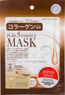 Уход за кожей лица Маска для лица Japan Gals Pure 5 Essence С коллагеном 1 шт