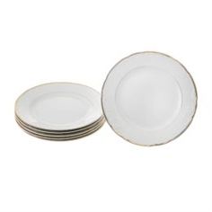 Сервизы и наборы посуды Набор тарелок мелких 27 см 6шт Thun1794 белоснежный тюльпан, золотые держатели