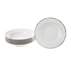 Сервизы и наборы посуды Набор тарелок глубоких 23 см 6шт Thun1794 белоснежный тюльпан, золотые держатели