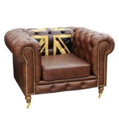 Диваны, кресла, кровати Кресло с британским флагом Euroson натуральная кожа
