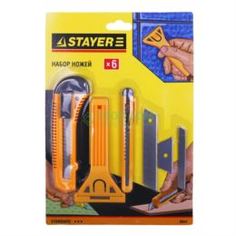 Ножницы, ножи для бумаги Stayer Набор для ремонта ножи и скрепки 5предм (941)