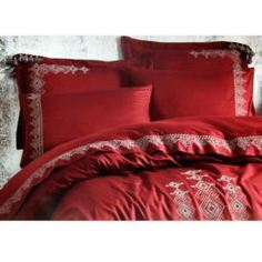 Комплекты постельного белья Постельный комплект Ecocotton hazal евро claret red 200x220