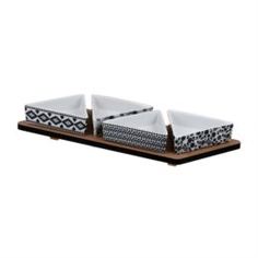 Сервизы и наборы посуды Набор 4 емкости треугольных на деревянной подставке 38x13см Tognana fish&chips
