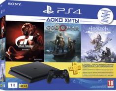 Игровые приставки Игровая приставка Sony PlayStation 4 1000 Gb (CUH-2208B) + God of War/GT Sport/Horizon: Zero Dawn/3 месяца PS Plus