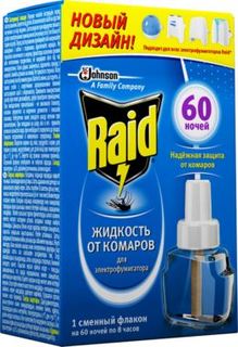 Средства от насекомых Жидкость от комаров для электрофумигаторов Raid без запаха 60 ночей