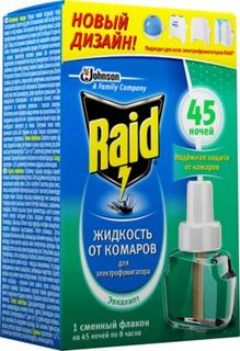 Средства от насекомых Жидкость от комаров для электрофумигаторов Raid Эвкалипт 45 ночей