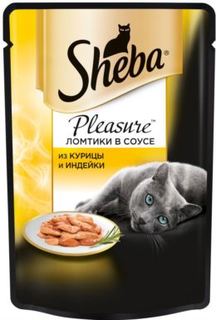 Влажный корм и консервы для кошек Корм для кошек SHEBA Pleasure Курица и индейка 85г