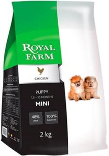 Сухой корм для собак Корм для щенков Royal Farm Puppy для мелких пород, с курицей, 2 кг
