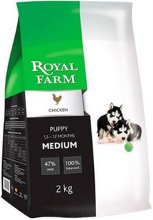 Сухой корм для собак Корм для щенков Royal Farm Puppy для средних пород, с курицей, 12 кг