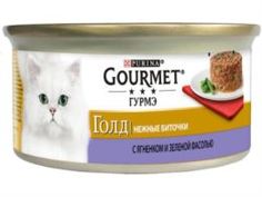 Влажный корм и консервы для кошек Корм для кошек GOURMET Gold Нежные биточки Ягненок и зеленая фасоль 85г