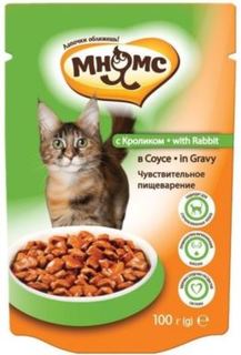 Влажный корм и консервы для кошек Корм для кошек МНЯМС кролик в соусе 100г