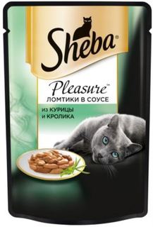 Влажный корм и консервы для кошек Корм для кошек SHEBA Pleasure Курица и кролик 85г