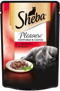 Влажный корм и консервы для кошек Корм для кошек SHEBA Pleasure Говядина и ягненок 85г