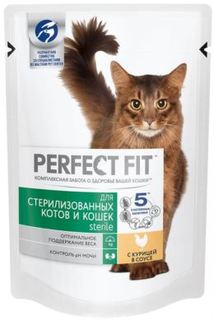 Влажный корм и консервы для кошек Корм для кошек Perfect Fit для стерилизованных, курица пауч 85г