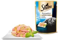 Влажный корм и консервы для кошек Корм для кошек SHEBA Appetito Тунец и лосось в желе 85г