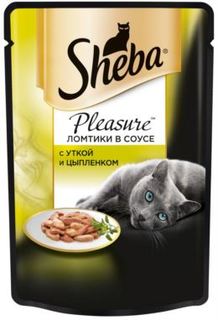 Влажный корм и консервы для кошек Корм для кошек SHEBA Pleasure Утка и цыпленок 85г
