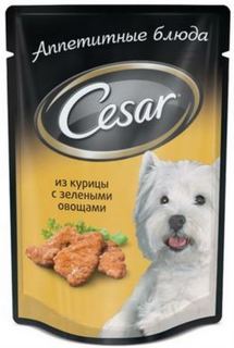 Влажный корм и консервы для собак Корм для собак Cesar курица с зелеными овощами 100 г