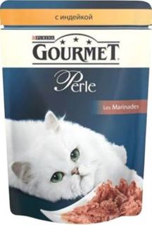 Влажный корм и консервы для кошек Корм для кошек GOURMET Perle индейка 85г