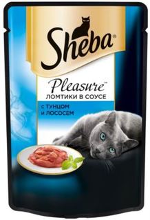 Влажный корм и консервы для кошек Корм для кошек SHEBA Pleasure Тунец и лосось 85г