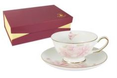 Чайные пары и сервизы Набор 6 чашек+6 блюдец розовые цветы Emerald E5-hv004011/12-al