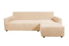 Чехлы для мебели Чехол на угловой диван с правым выступом Микрофибра Ваниль Еврочехол
