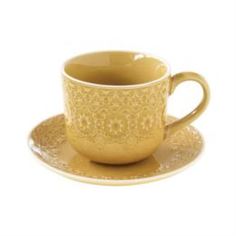 Чайные пары и сервизы Чашка с блюдцем 0.3л жёлтая ambiente Easy life El-r1215/amby