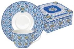 Чайные пары и сервизы Набор чайн 4пр 0.24л майолика голубая Easy life El-r0922/maib