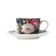 Чайные пары и сервизы Чашка с блюдцем для кофе Maxwell & Williams Полночные цветы 0.1 л
