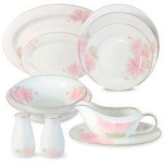 Сервизы и наборы посуды Сервиз обеденный Annalafarg розовые цветы 27 предметов на 6 персон