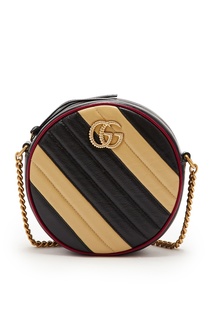 Круглая полосатая сумка-кроссбоди GG Marmont Gucci