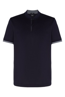 Синее поло с отделкой Hugo Boss