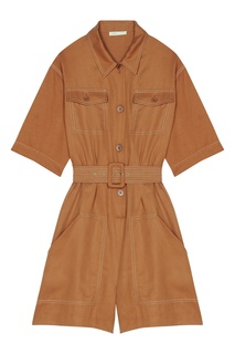 Короткий комбинезон с поясом и карманами Maje