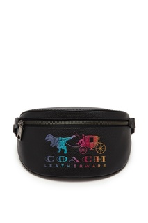 Черная сумка на пояс с рисунком Coach