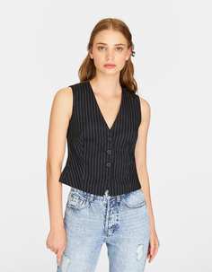 Короткий жилет в полоску Stradivarius