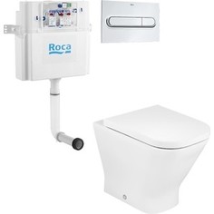 Комплект унитаза Roca Gap Basic Tank ПЭК с сиденьем микролифт, кнопка хром (893109000)