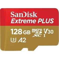 Карта памяти Sandisk Extreme Plus microSDXC 128GB + SD Adapter Rescue Pro Deluxe 170MB/s A2 C10 V30 UHS-I U3 (SDSQXBZ-128G-GN6MA)