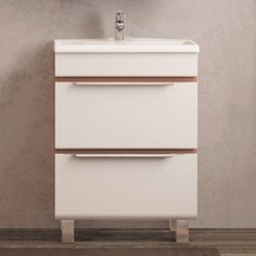 Тумба под раковину Velvex Crystal 60 белый\темный лен (tnCUB.60-27.21)