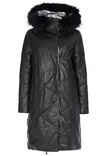 Утепленное кожаное полупальто Vericci