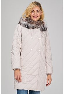 Стеганое пальто с отделкой мехом лисы Laura Bianca