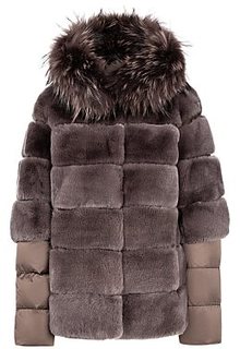 Комбинированная шуба из меха кролика Virtuale Fur Collection