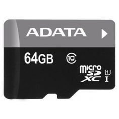 Карта памяти 64Gb - A-Data Premier - Micro Secure Digital XC Class 10 UHS-I U1 AUSDX64GUICL10-R