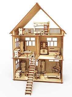 Сборная модель ХэппиДом Коттедж с мебелью HK-D002