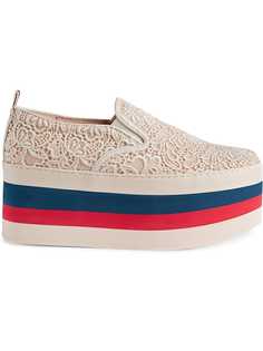 Gucci кружевные кроссовки на платформе