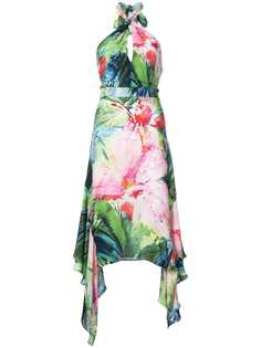 Josie Natori платье халтер с пальмовым принтом Sunset