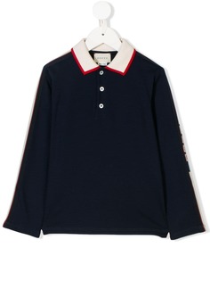 Gucci Kids рубашка-поло с полосками с логотипом