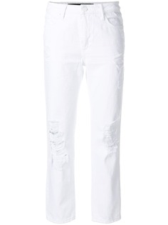 T By Alexander Wang укороченные джинсы с рваной отделкой