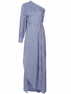 Rosetta Getty клетчатое платье на одно плечо