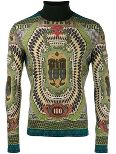 Jean Paul Gaultier Pre-Owned свитер с высоким воротником и декором в виде 100-долларовой купюры 1994 года выпуска
